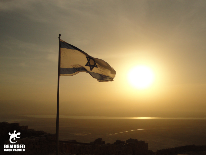 Israeli flag Masada sunrise tour Dead Sea Israel